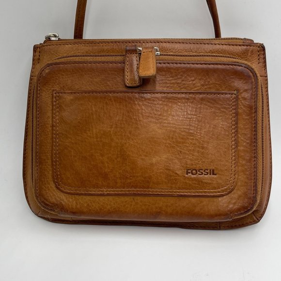 Fossil Handbags - Fossil Leather Cross Body Shoulder Bag With Attached Wallet/Card Holder